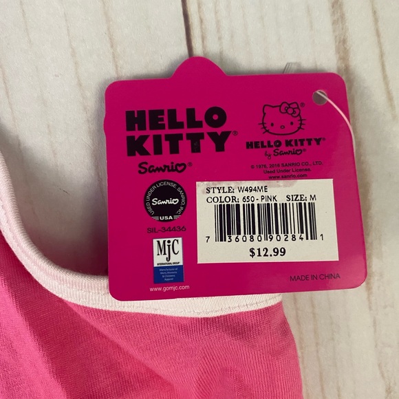 NWT Sanrio Hello Kitty Pink Racerback Crop Tank sz M - Picture 2 of 5
